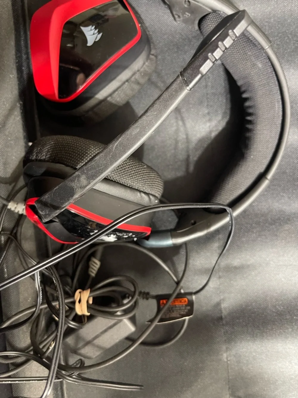 Corsair Black Over-Ear Gaming Headset with Red Trim